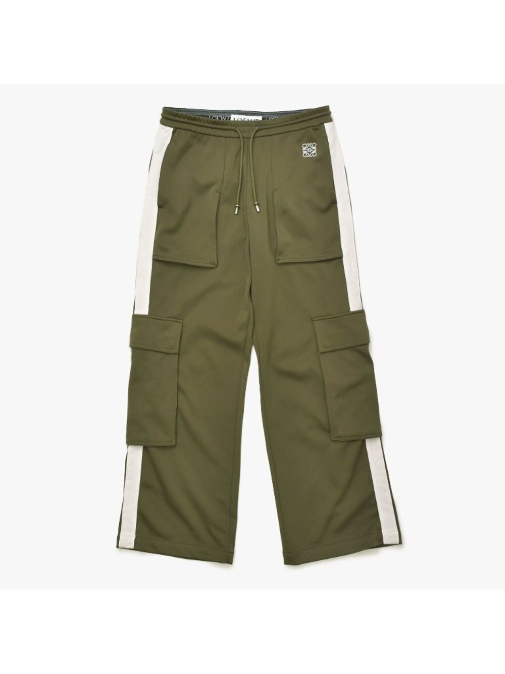 Loewe Jersey Cargo Pants Anagram Logo Cotton Polyester Khaki